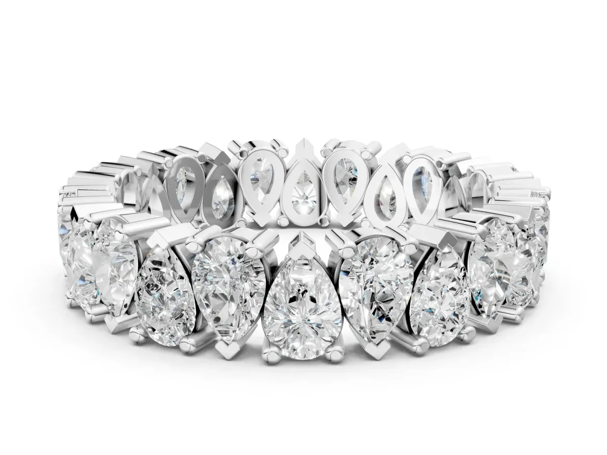 Pear Diamond Shared Prong Eternity Band Platinum