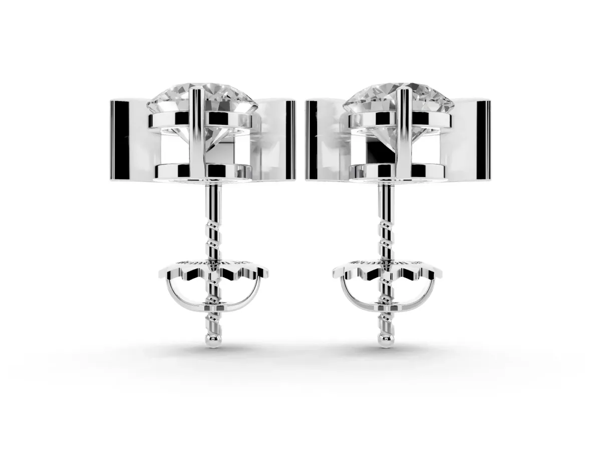 Round Diamond Inverted V Stud Earrings Platinum