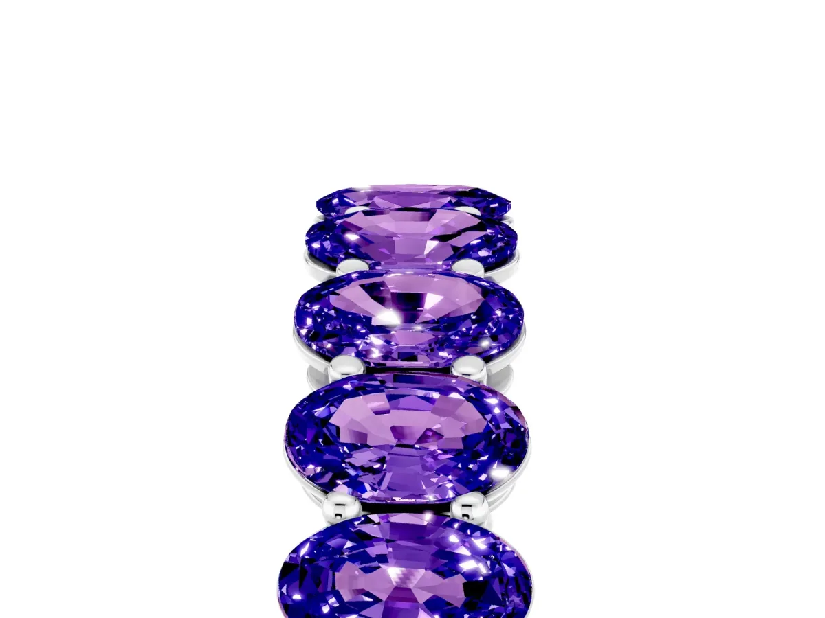 Oval Cut Tanzanite Eternity Band with Shared Prong Setting White gold