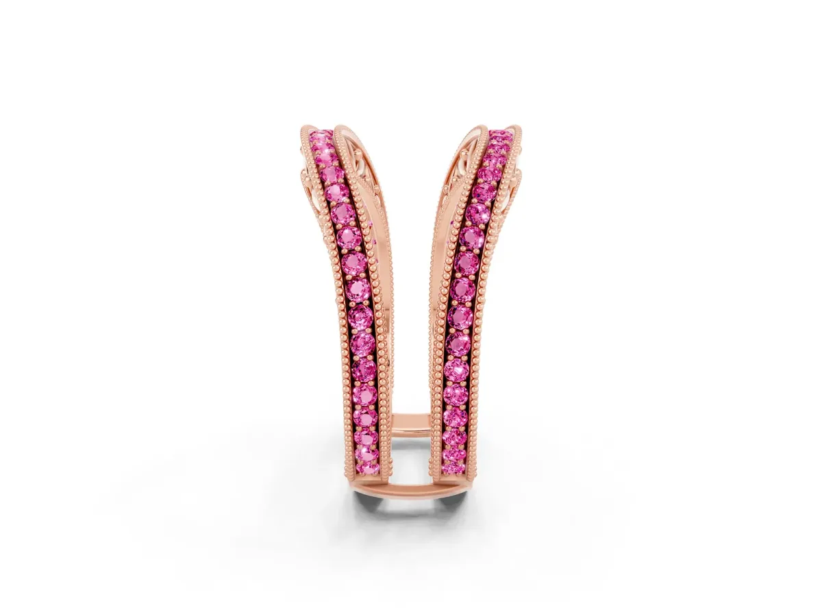 Round Pink Sapphire Milgrain Eternity Band with Channel Setting Rose gold