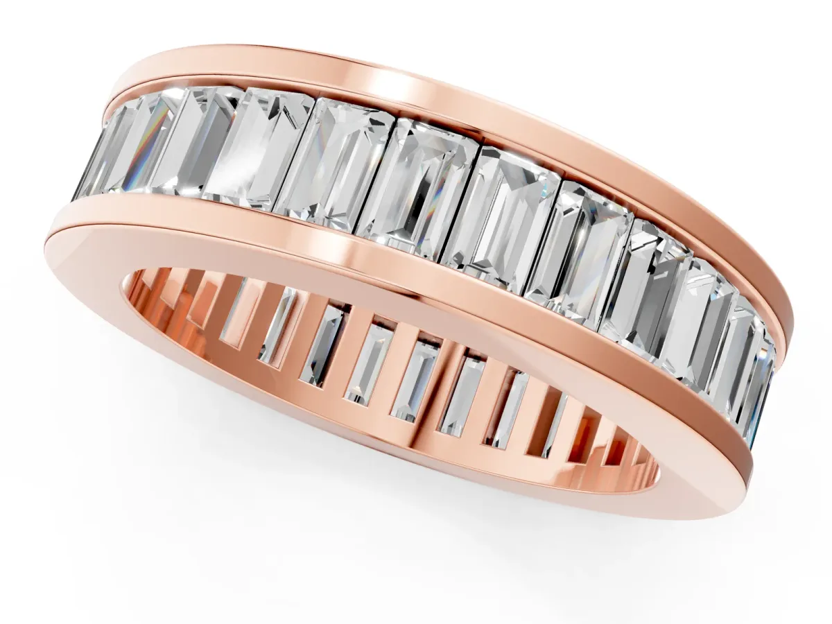 baguette Cut eternity band with channel set Rose gold