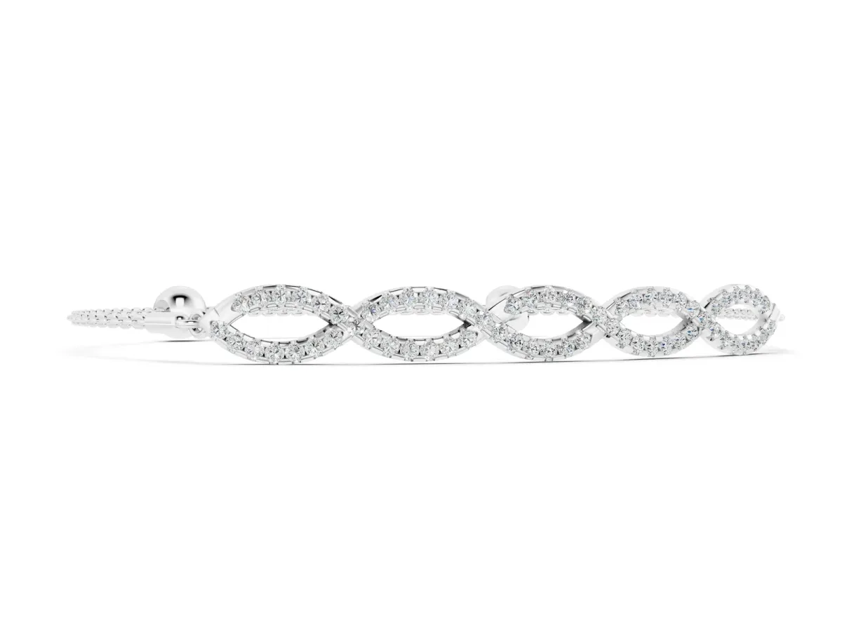 Pavé Marquise Infinity Chain Bracelet with Bezel Prong Setting White gold