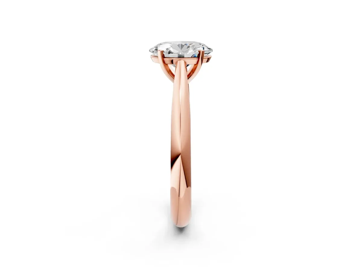 Oval Cut Diamond Solitaire Engagement Ring with Cathedral Setting and Four-Prong Mount Rose gold