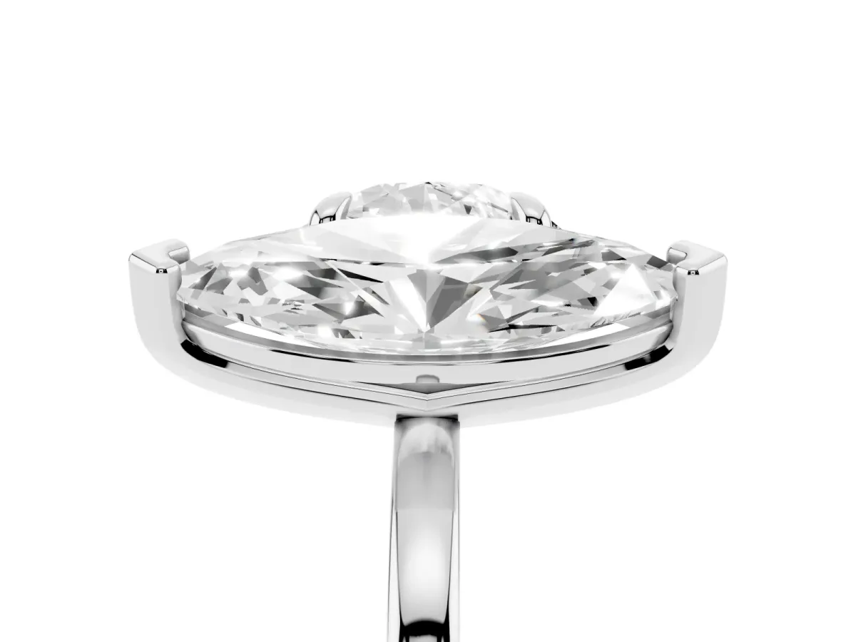 Round and Marquise Toi Moi Ring with Prong Setting and Plain Band Platinum