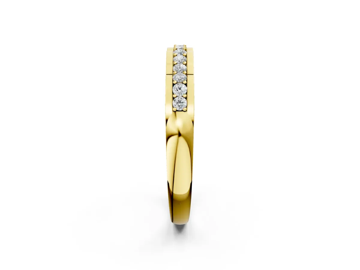 Round Cut Diamond Channel Set White Gold Band Yellow gold