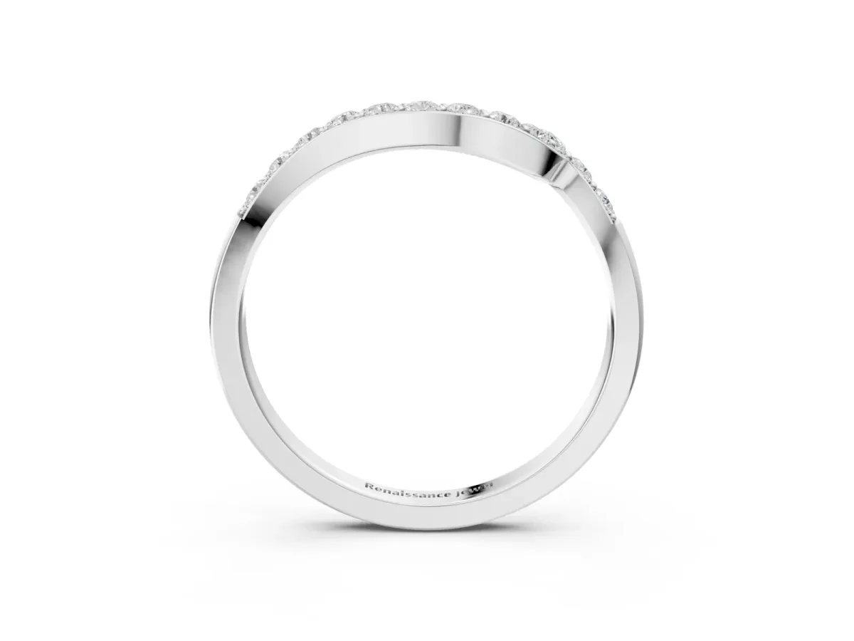 Round Diamond Pavé Chevron Wedding Band White gold