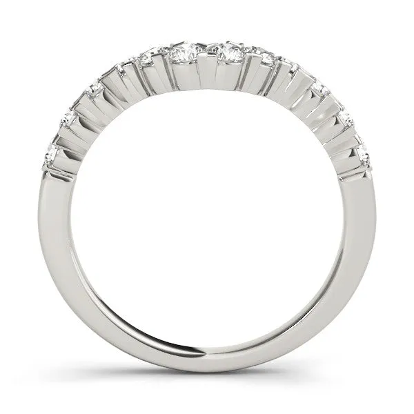 Round Diamond V-Shaped Prong Set Eternity Band Platinum