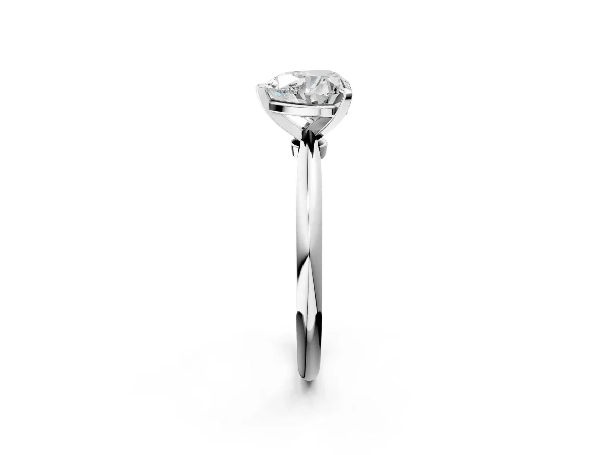 Heart Cut Diamond Solitaire Ring with Six-Prong Setting and Classic Band Platinum