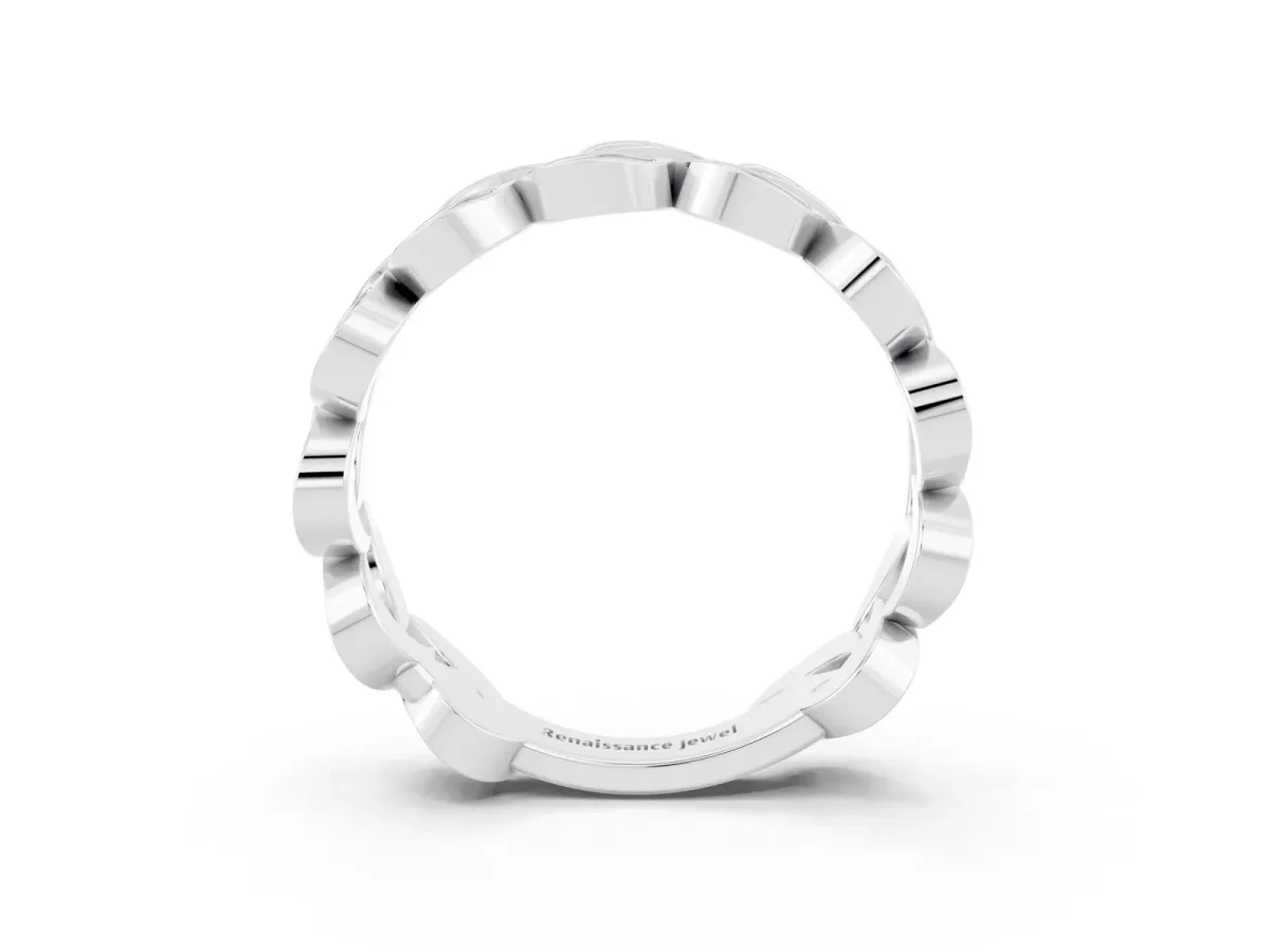 Pavé Round Tanzanite Interlocking Eternity Band with Bezel Prong Setting White gold