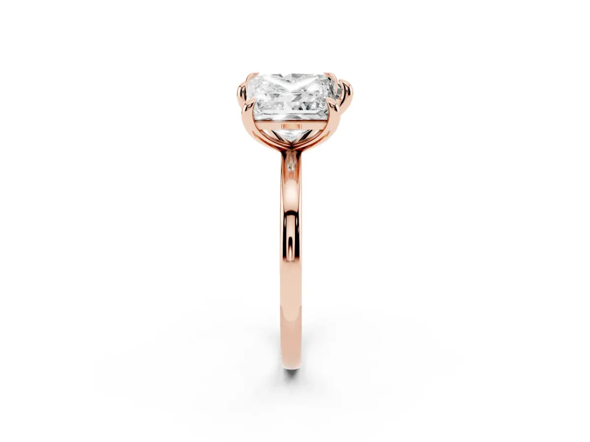 Heart and Princess Toi Moi Ring with Prong Setting and Plain Band Rose gold