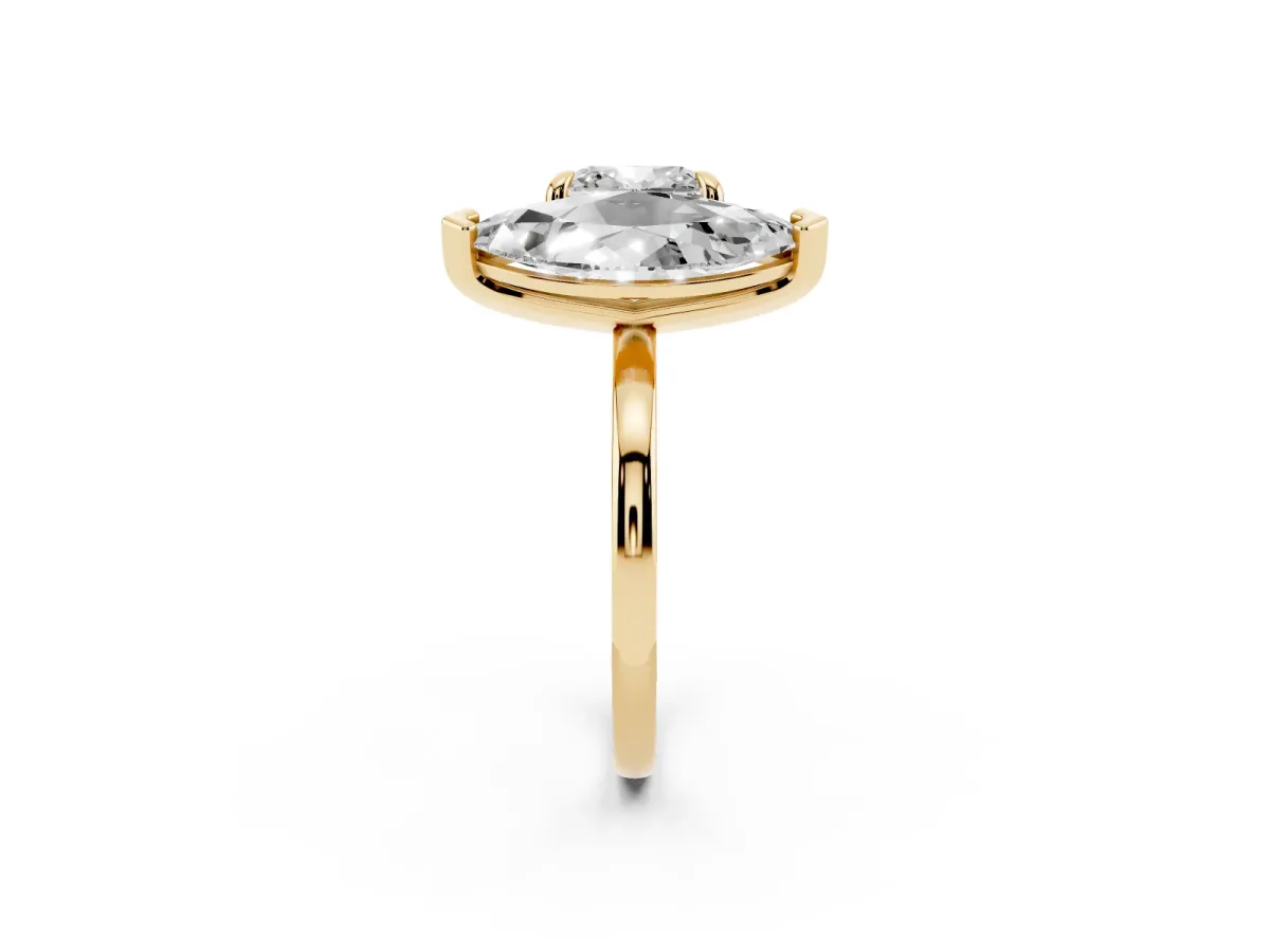 Cushion and Marquise Toi Moi Ring with Prong Setting and Plain Band Yellow gold