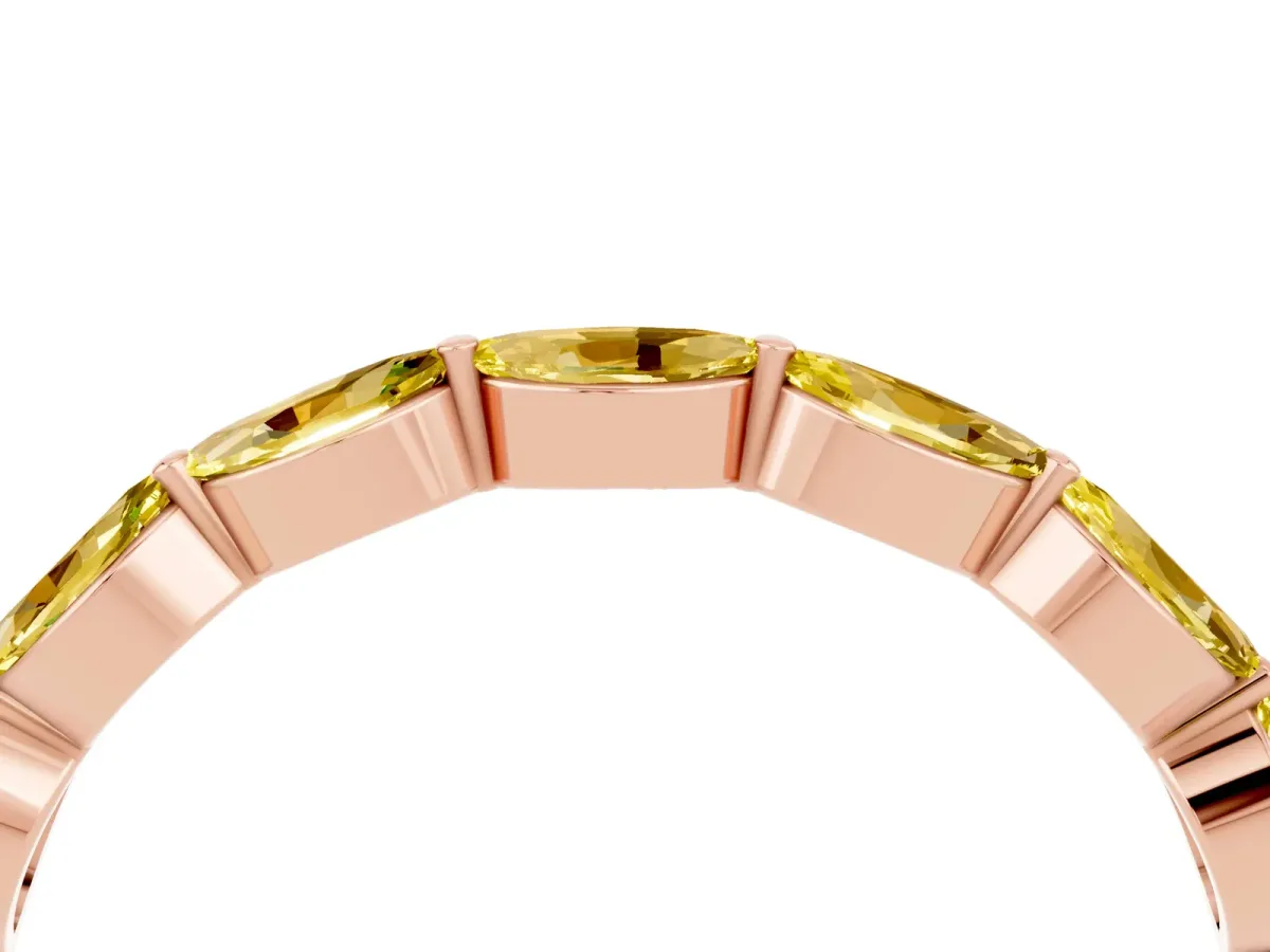 Marquise Yellow Sapphire Half Eternity Band with Prong Setting Rose gold