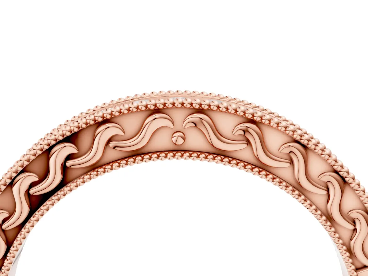 Channel Set Round Diamond Milgrain Edge Eternity Band Rose gold