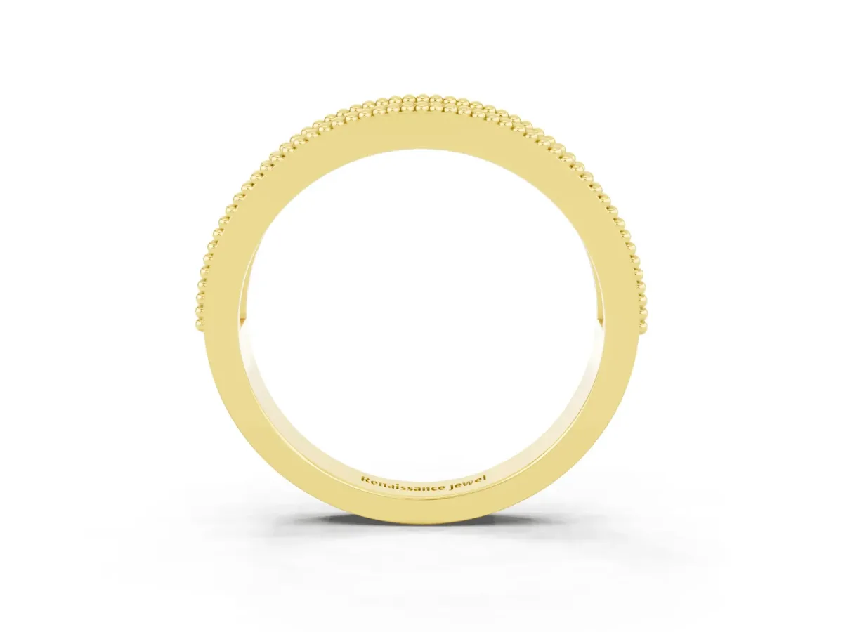 Round Tanzanite Twist Milgrain Band with Bezel Setting Yellow gold