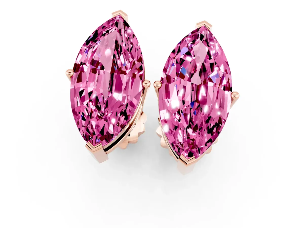 Marquise Cut Pink Sapphire Stud Earrings Rose gold