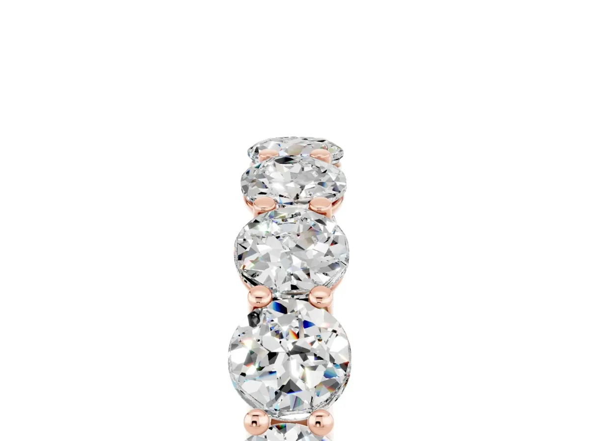 Round Moissanite Shared Prong Eternity Band Rose gold