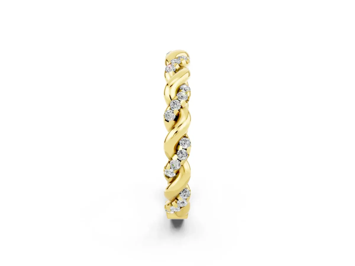 Twisted Pavé Round Moissanite Eternity Band Yellow gold