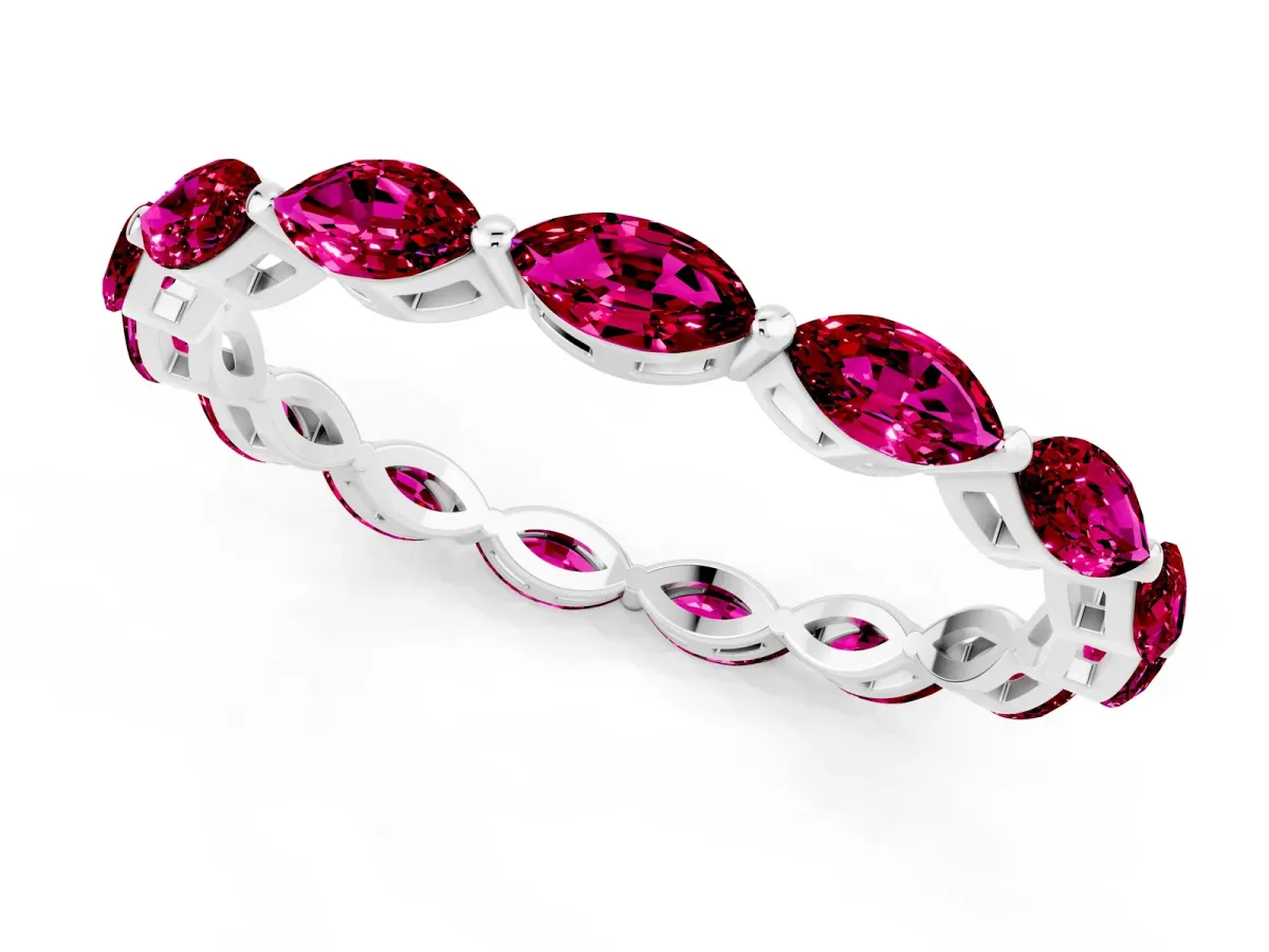 Marquise Garnet Eternity Band with U-Prong Setting Silver