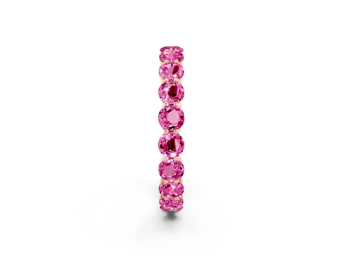 Round Pink Sapphire Eternity Band with U-Prong Setting Rose gold