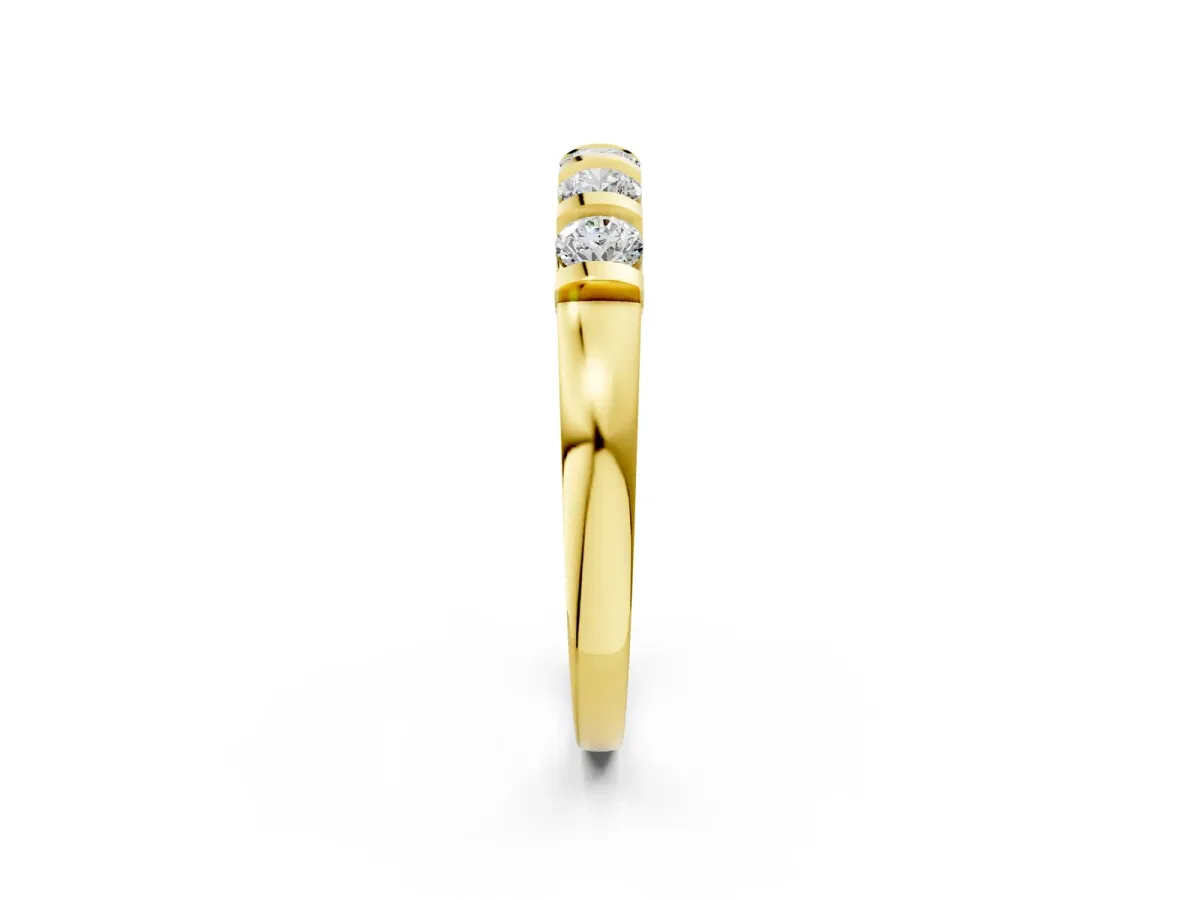 Five-Stone Round Diamond Half-Eternity Bar-Set Ring Yellow gold