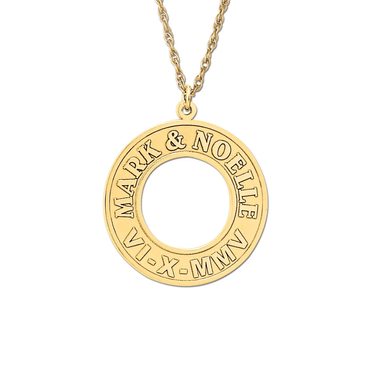 Open Circle Pendant with Custom Engraving White gold