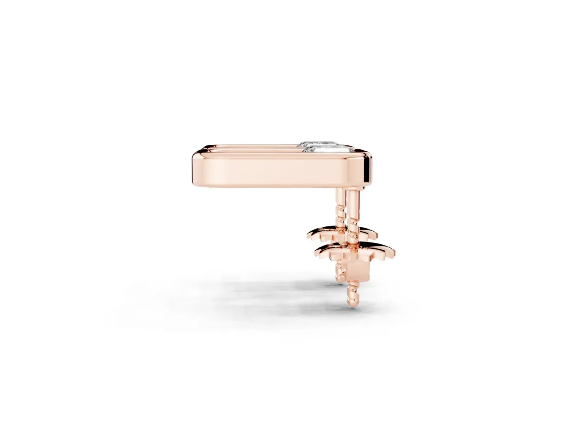 Emerald Diamond Open Frame Stud Earrings Rose gold