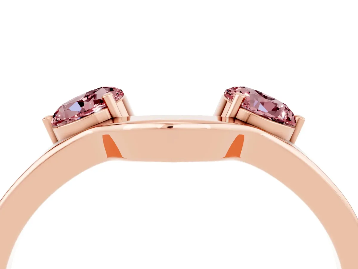 Dual Round Morganite Open Band Ring with Prong Setting Rose gold