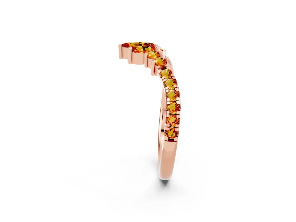 Chevron Marquise and Round Citrine Open Band with Prong Setting Rose gold
