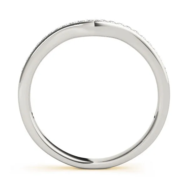 Diamond Pavé Round Stone Contour Band Yellow gold