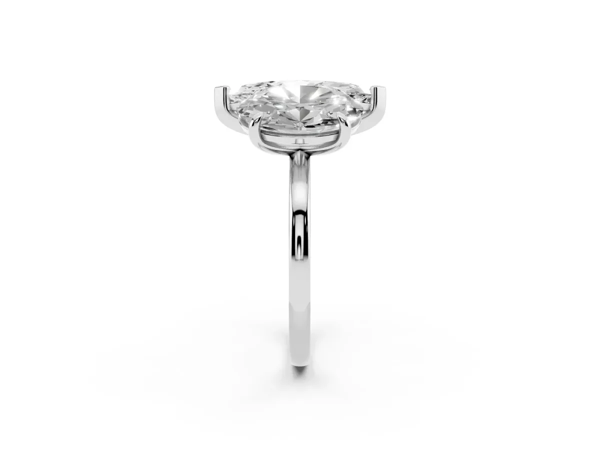 Oval and Marquise Toi Moi Ring with Prong Setting and Plain Band Silver