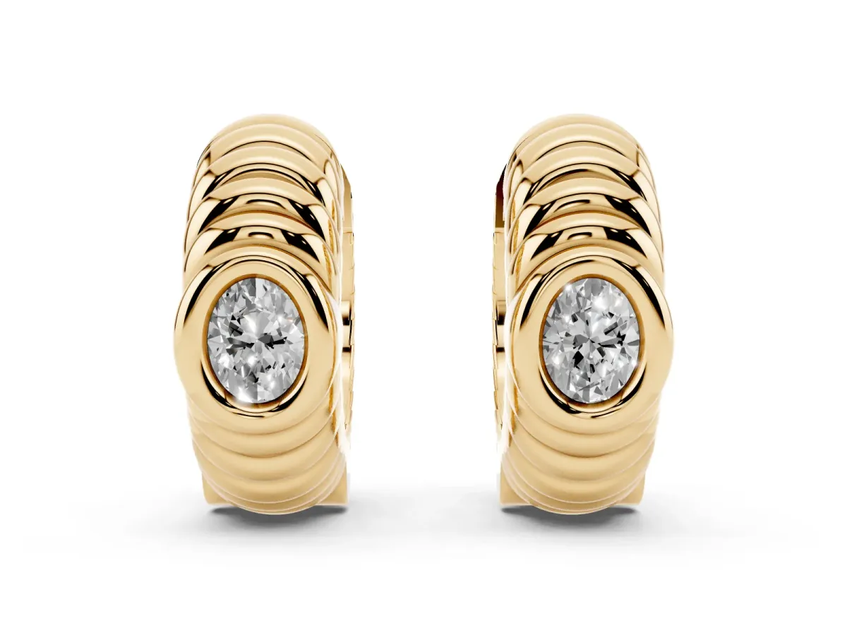 Oval Diamond Vera Hoop Earrings Yellow gold