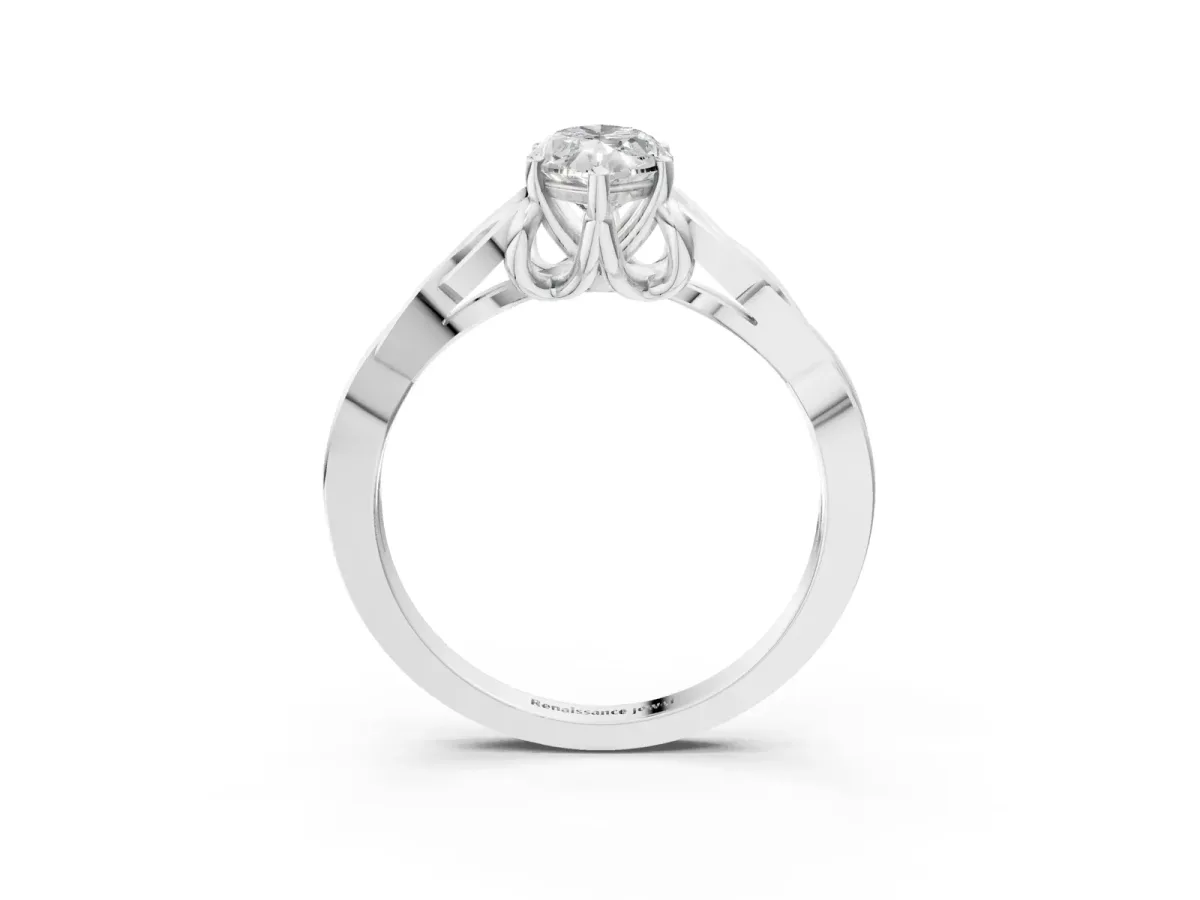 Marquise Cut Diamond Solitaire Celtic Knot Ring with Four-Prong Setting White gold