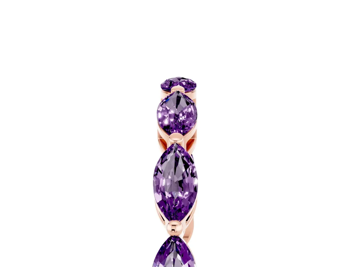 Marquise Amethyst Eternity Band with U-Prong Setting Rose gold