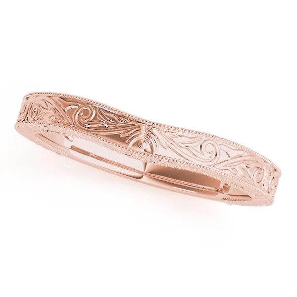 Engraved Vintage Scroll Milgrain Band Rose gold