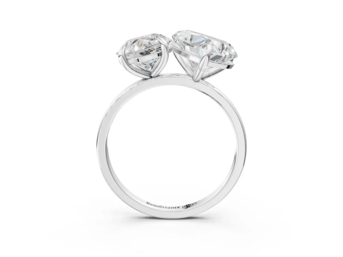 Round and Heart Toi Moi Ring with Prong Setting and Plain Band Platinum
