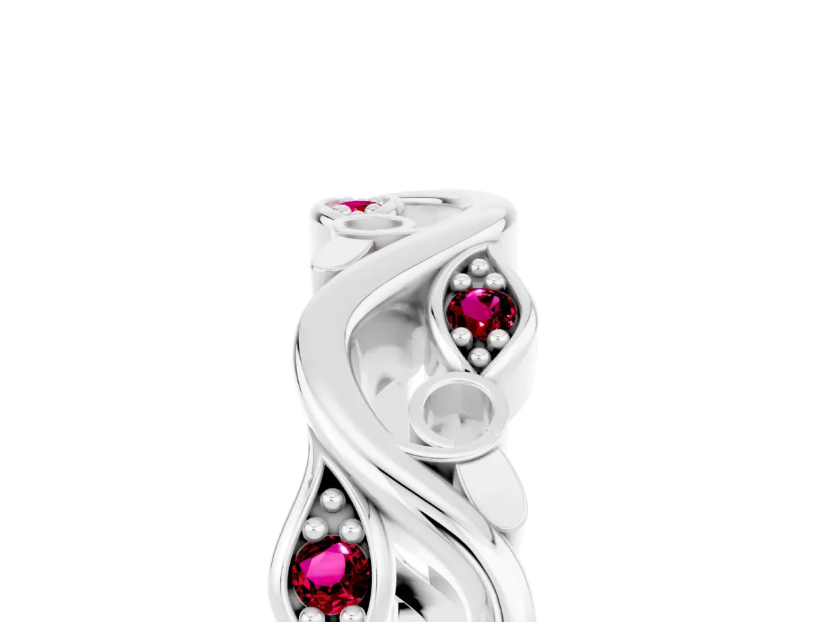 Marquise Garnet Vine Eternity Band with Bezel Setting Silver