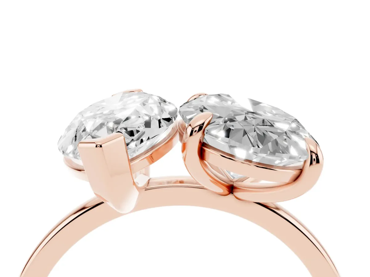 Oval and Marquise Toi Moi Ring with Prong Setting and Plain Band Rose gold