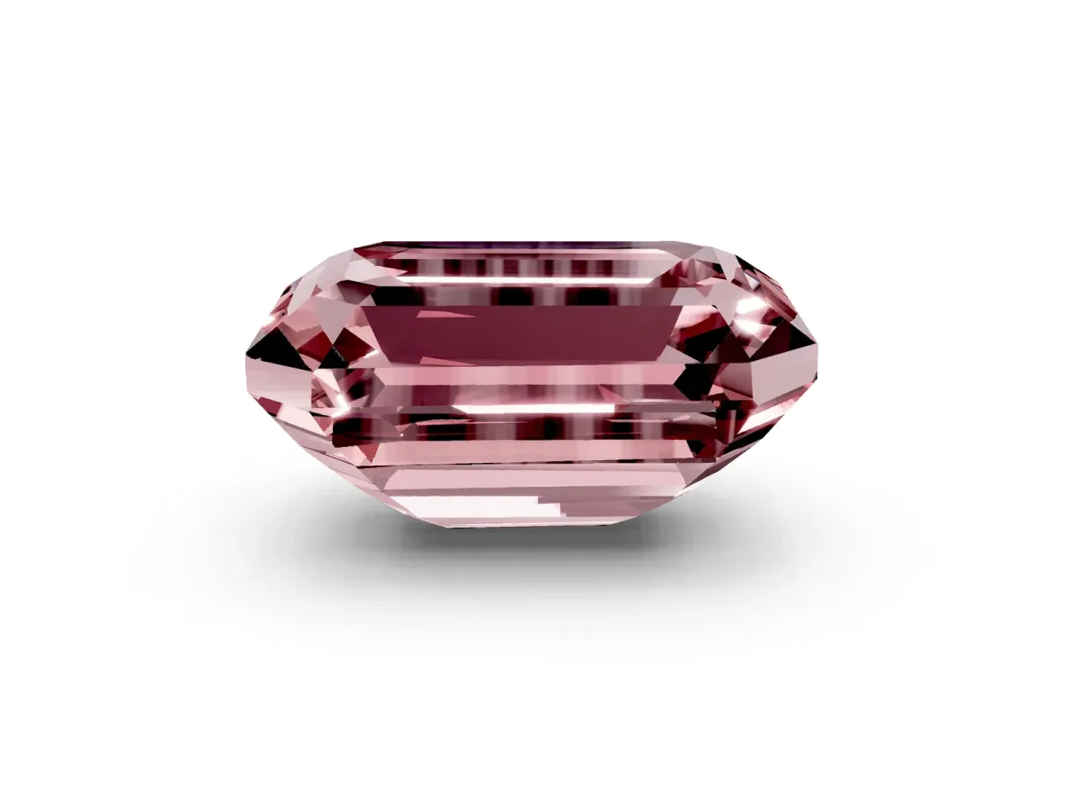 Emerald Cut Morganite Solitaire Twisted Band with Round Accents and Prong Setting Silver