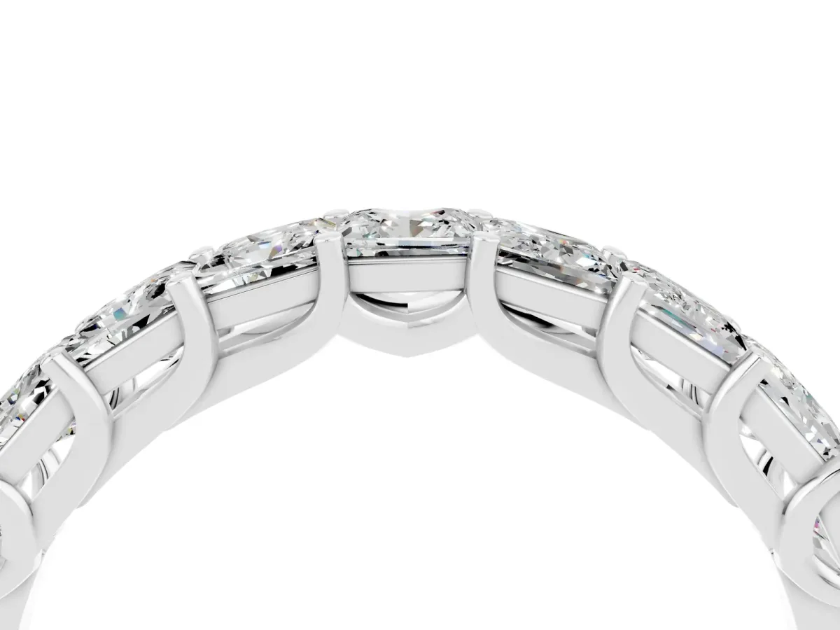Princess Cut Moissanite Channel-Set Eternity Band with Prong Setting Silver
