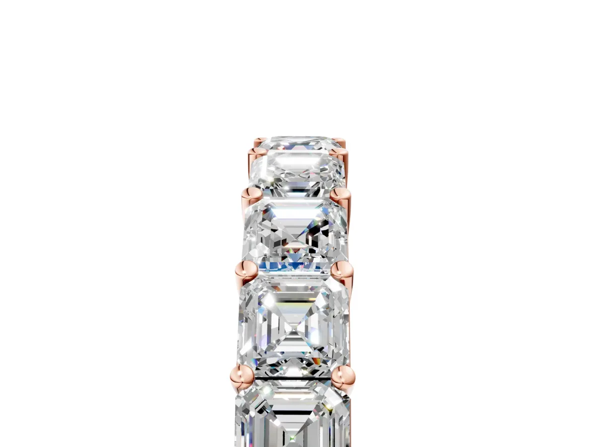 Asscher Cut Half Eternity Band with Shared Prong Setting Rose gold