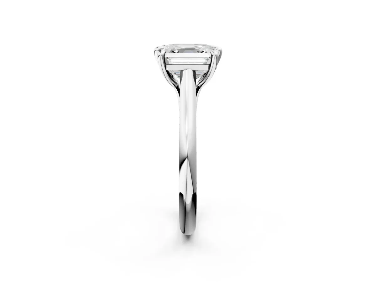Asscher Cut Solitaire Engagement Ring with Six-Prong Setting and Classic Band Platinum