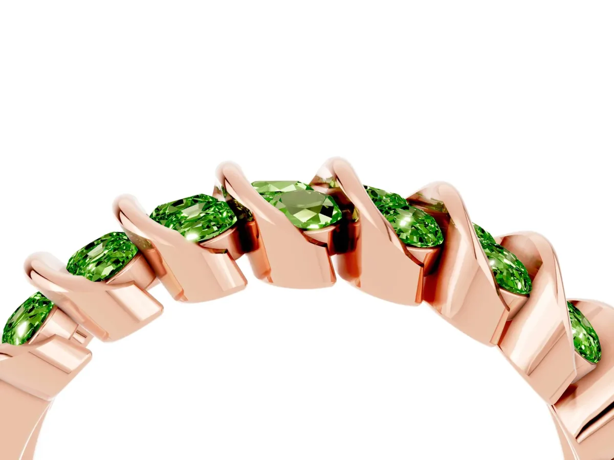 Channel Set Round Peridot Multi-Row Band Rose gold