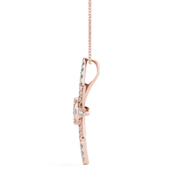 Pavé Round Diamond Starburst Pendant with Four-Prong Setting Rose gold
