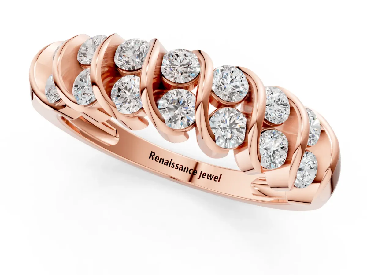 Channel Set Round Diamond Multi-Row Band Rose gold