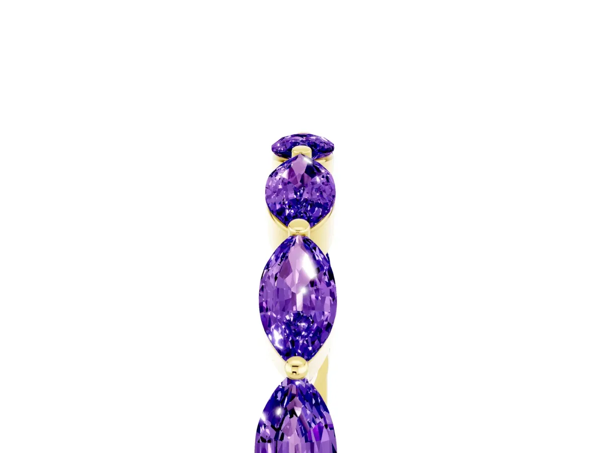 Marquise Tanzanite Half Eternity Band with Prong Setting Yellow gold