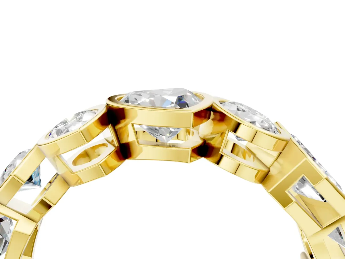 Mixed Shape Diamond Bezel Set Eternity Wedding Band Yellow gold