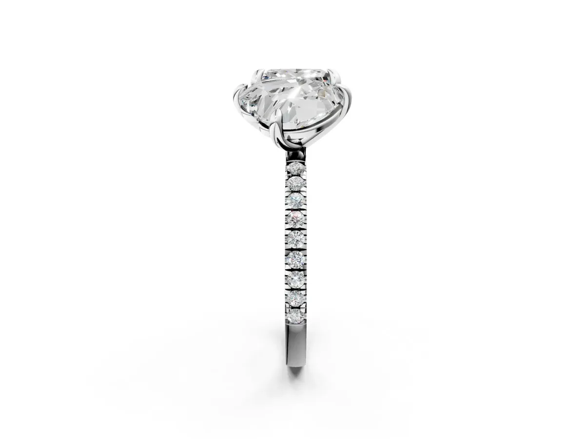 Heart and Princess Toi Moi Ring with Prong Setting and Micro Pave Band Silver