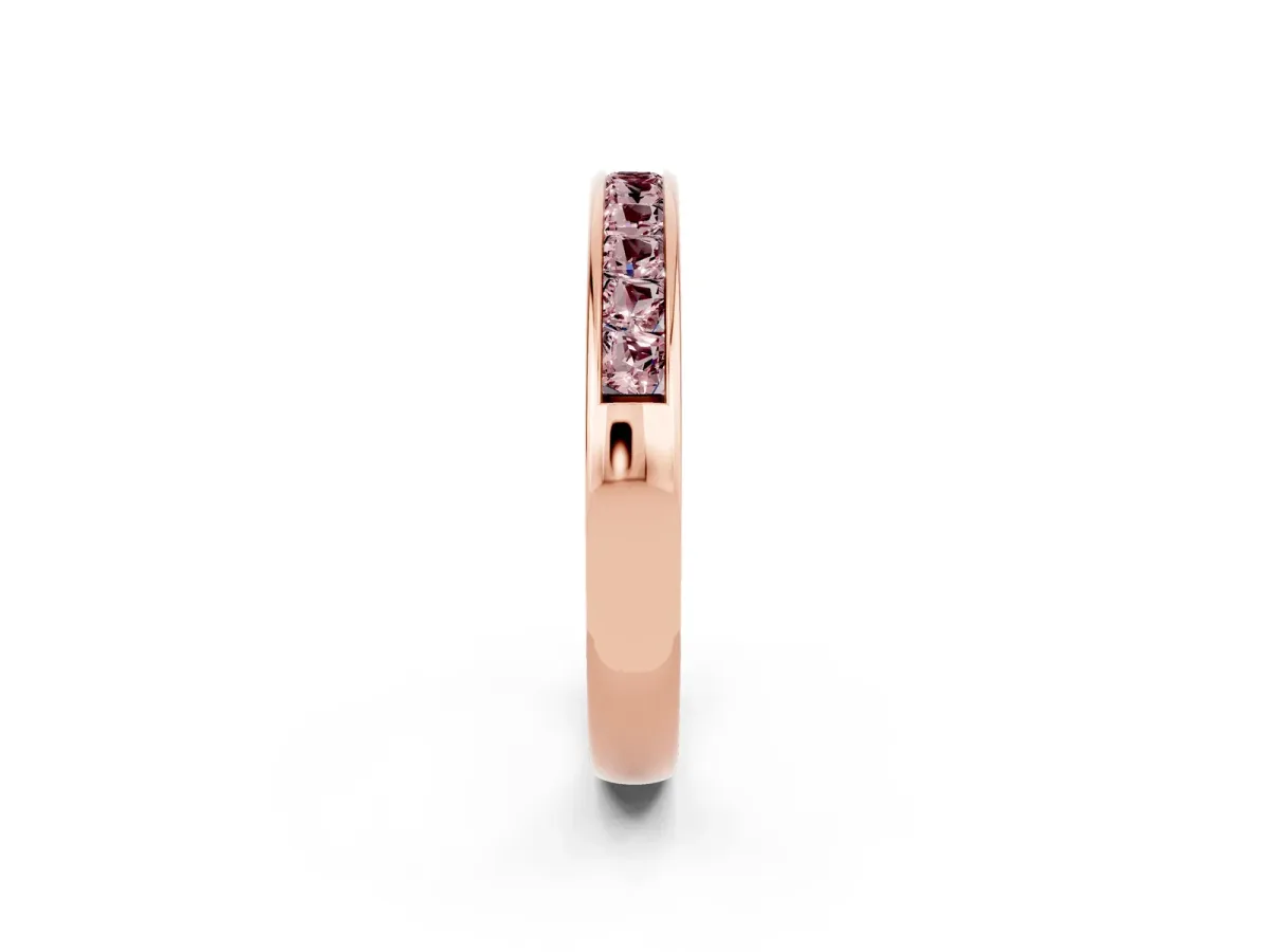 Channel Set Princess Cut Morganite Eternity Band Rose gold