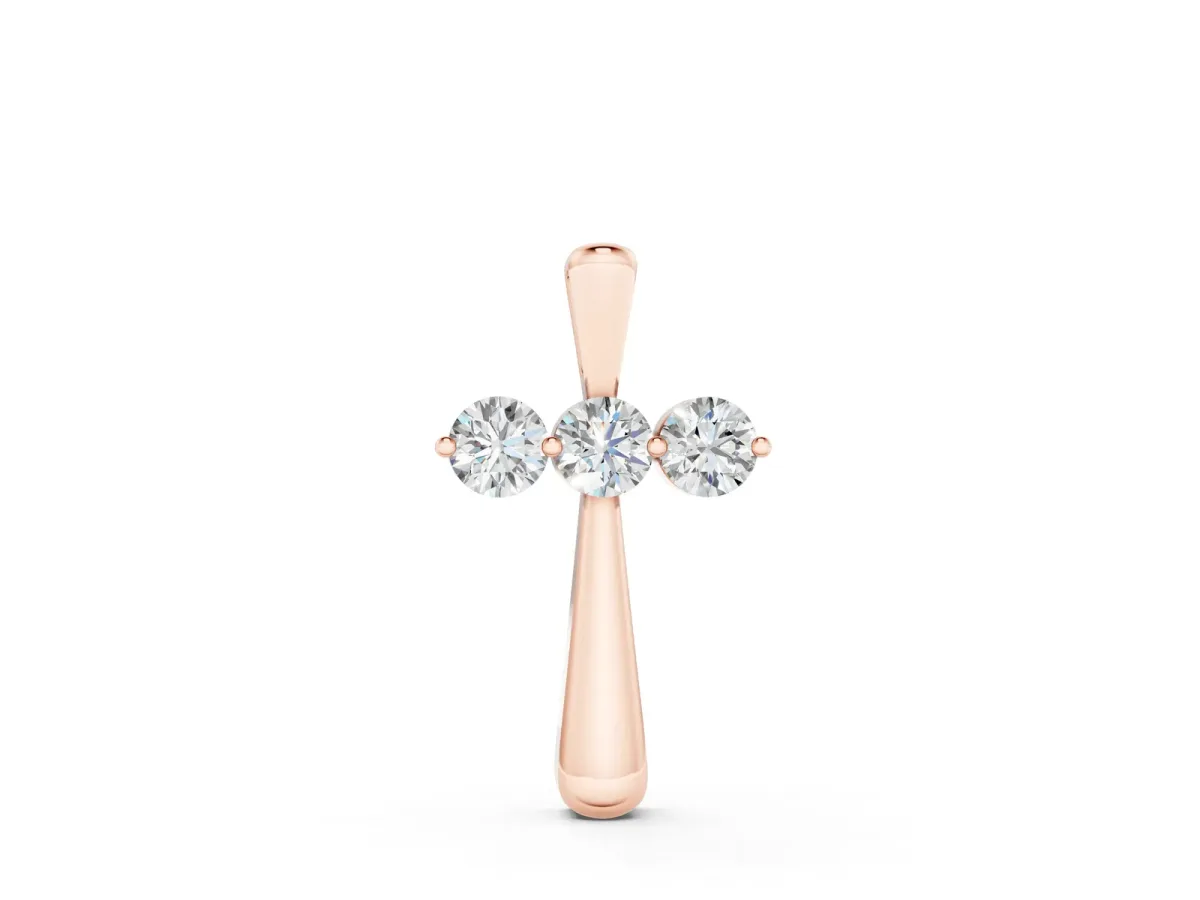 Round Brilliant Three-Stone Prong Set Pendant Rose gold
