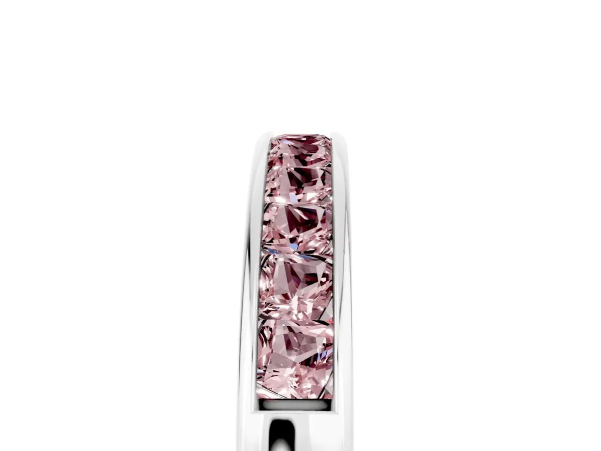 Channel Set Princess Cut Morganite Eternity Band Silver